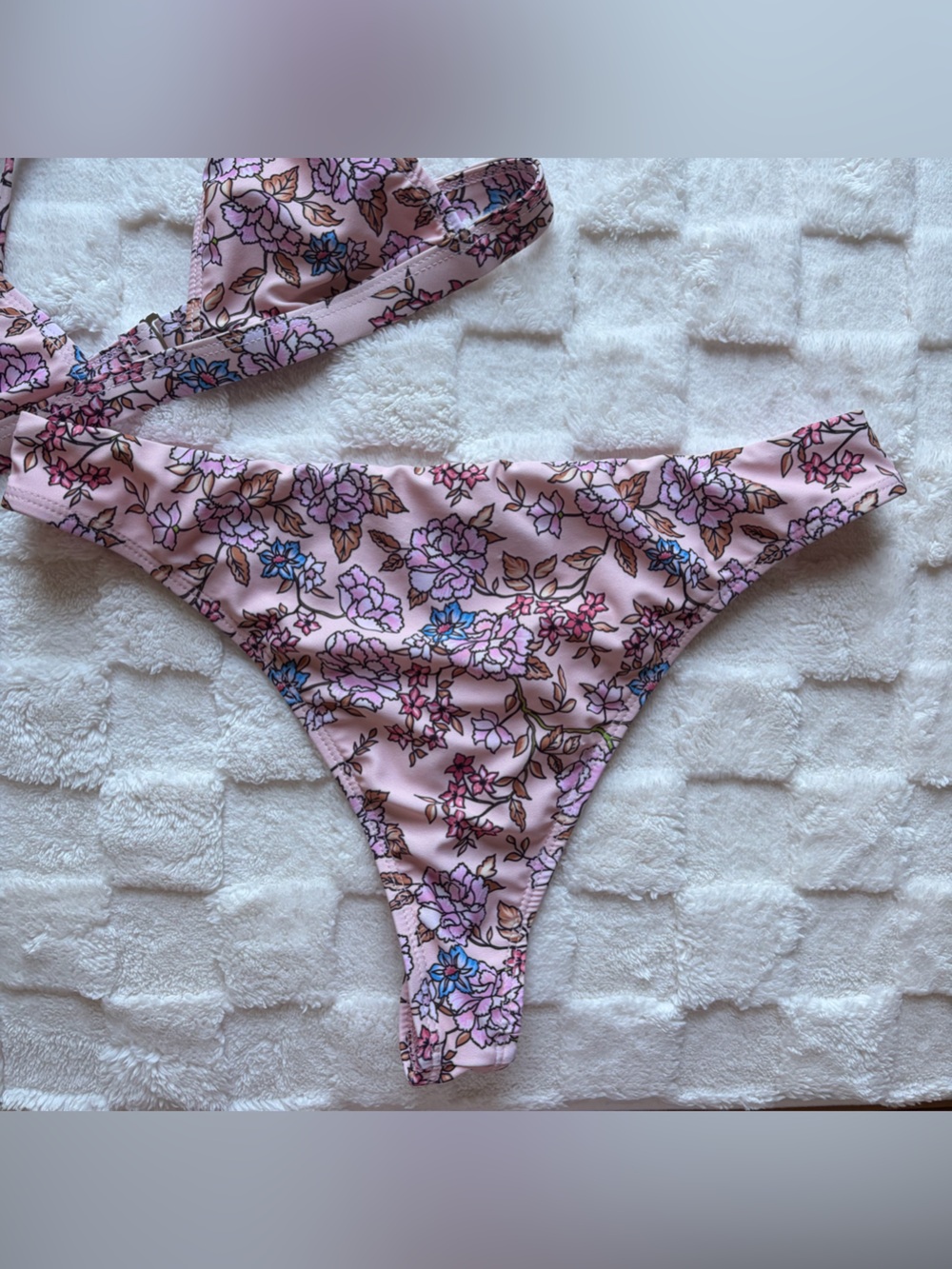 Floral Pink Triangle Bikini Set - Picture 5 of 9